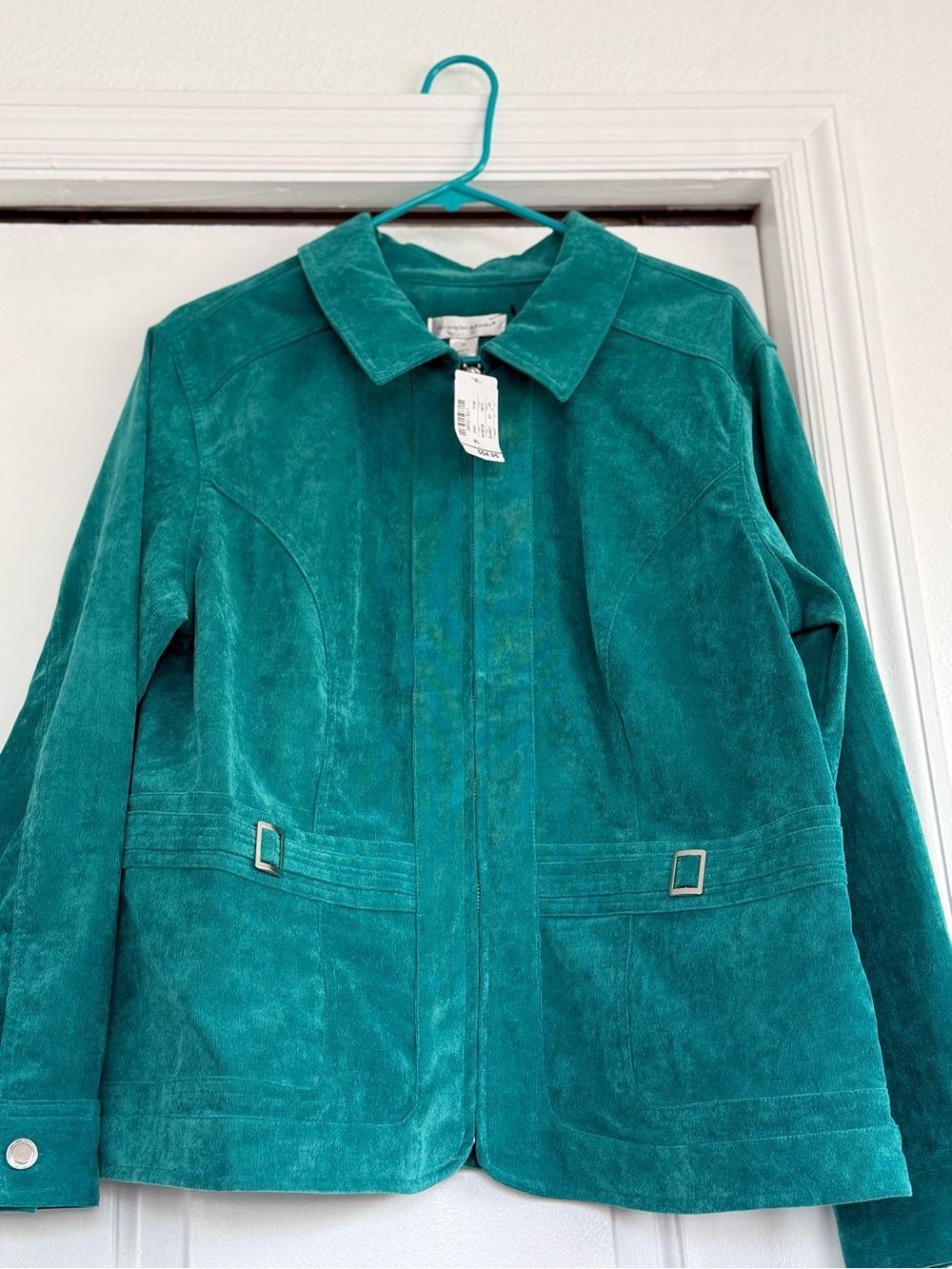 Christopher & Banks Teal faux Suede Blazer Jacket XL size